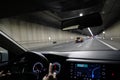 Driving a car in Ursynow Tunnel Royalty Free Stock Photo