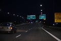 Information board on S2 expressway - night photograph