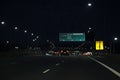 Information board on S2 expressway - night photograph