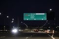 Information board on S2 expressway - night photograph