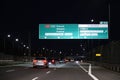 Information board on S2 expressway - night photograph