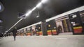 WARSAW, POLAND - MARCH 1, 2018. Train arriving and departing from Rondo ONZ metro station