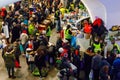 Volunteers help refugees from Ukraine at the railway station in Warsaw, Poland