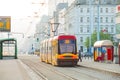 trams - popular transport in Warsaw, Poland on May 15, 2016