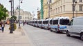 Anti-government protests on the streets of Warsaw, large branch of the Polish police. Police forces before demonstration.