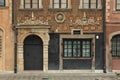 WARSAW, POLAND - MAY 12, 2012: Fragment of the facade of one of the historical buildings in old part of Warsaw capital of Poland Royalty Free Stock Photo