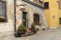 WARSAW, POLAND - MAY 12, 2012: Fragment of the facade of one of the historical buildings in old part of Warsaw Royalty Free Stock Photo