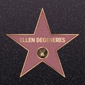 Warsaw, Poland Ã¢â¬â May 17, 2020: Hollywood star on celebrity walk of fame boulevard. Ellen DeGeneres iconic tv show star name on