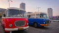 Warsaw, Poland - May 10, 2018: Polish Car Nysa Converted Into A Tourist Minibus Stands In The Center Of Warsaw