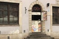 WARSAW, POLAND - MAY 12, 2012: Small ice-cream store in the wall of one of the old buildings in historical center