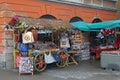 WARSAW, POLAND - MAY 12, 2012: Small street souvenirs stores in New Town