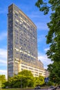 Warsaw, Poland - Modernistic office architecture of the North Gate tower - Brama Polnocna - at the Bonifraterska street in Warsaw