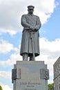 WARSAW, POLAND. A monument to the marshal Jozef Pilsudsky against the background of the skyn