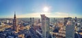 WARSAW, POLAND - NOVEMBER 20, 2018: Beautiful panoramic aerial drone view to the center of Warsaw City and Palace of Culture and Royalty Free Stock Photo