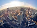 WARSAW, POLAND - NOVEMBER 20, 2018: Beautiful panoramic aerial drone view to the center of Warsaw City and Palace of Culture and Royalty Free Stock Photo