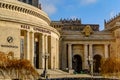 Warsaw, Poland - November 29, 2016: Palace of Culture and Science in Warsaw. Pa ac Kultury i Nauki PKiN Entrance into the Royalty Free Stock Photo