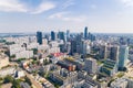 7.22.2022 Warsaw, Poland. Numerous buildings seen from aerial drone perspective - skyscrapers, blocks of flats, offices. Royalty Free Stock Photo