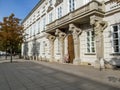 Atlantes on facade of TyszkiewiczÃ¢â¬âPotocki Palace at west entrance on Krakowskie Przedmiescie in Warsaw