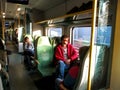 Passengers ride the Warsaw-Modlin train Royalty Free Stock Photo
