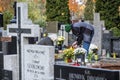 Wolski cemetery before All Saints Day in Warsaw Poland