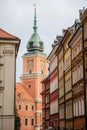 Warsaw, Poland, 13 October 2021: Royal Castle with clock tower in old town, residence official home of Polish monarchs, fortified Royalty Free Stock Photo