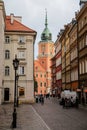 Warsaw, Poland, 13 October 2021: Royal Castle with clock tower in old town, residence official home of Polish monarchs, fortified Royalty Free Stock Photo