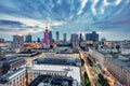 Warsaw, Poland panorama at night