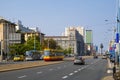 Warsaw, Poland - Panoramic view of the Warsaw city center with urban traffic at the Aleje Jerozolimskie Avenue Royalty Free Stock Photo