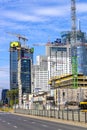 Warsaw, Poland - Panoramic view of rapidly developing modern Wola business district of Warsaw with Warsaw Spire, Generation Park