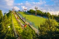 Warsaw, Poland - Panoramic view of the Szczesliwicka Hill - artificial hill serving as a ski slope - in Szczesliwicki Park - one