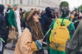 05.28.2022 Warsaw, Poland. Reggae-fashion inspired caucasian young wearing dreadlocks and attending marijuana Royalty Free Stock Photo