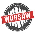 Warsaw Poland Round Travel Stamp Icon Skyline City Design. Seal Badge illustration Vector.