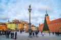 Warsaw, Poland - 03.01.2019: Royal Castle, ancient townhouses and Sigismund`s Column in Old town in Warsaw, Poland. New Year Royalty Free Stock Photo