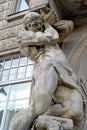 WARSAW, POLAND. A sculpture of the giant on a building facade. Uyazdovskaya Avenue, 24