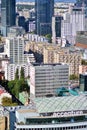 Aerial cityscape of Warsaw city from viewing tarrace located on the 30th floorof Palace of Culture and Science. Royalty Free Stock Photo