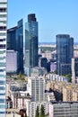 Aerial cityscape of Warsaw city from viewing tarrace located on the 30th floorof Palace of Culture and Science. Royalty Free Stock Photo