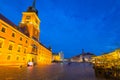 Warsaw, Poland - September 5, 2018: Architecture of the Royal Castle square in Warsaw city at night, Poland. Warsaw is the capital