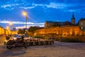 Warsaw, Poland - September 5, 2018: Architecture of the Royal Castle square in Warsaw city at night, Poland. Warsaw is the capital