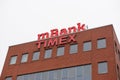 Warsaw, Poland - September 10, 2022: Building with modern Mbank and Timex logos