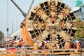 Construction of the second metro line. Tunnel Boring Machine at subway construction site