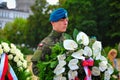 Warsaw, Poland - September 2015: Military parade, Polish soldiers at The Tomb of the Unknown Soldier Royalty Free Stock Photo