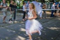 Bride run event in Warsaw, Poland