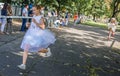 Bride run event in Warsaw, Poland