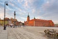 Warsaw, Poland - September 5, 2018: People on the Royal Castle square in Warsaw city at sunset, Poland. Warsaw is the capital and Royalty Free Stock Photo