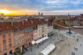 Warsaw, Poland - September 5, 2018: People on the Royal Castle square in Warsaw city at sunset, Poland. Warsaw is the capital and Royalty Free Stock Photo
