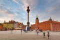 Warsaw, Poland - September 5, 2018: People on the Royal Castle square in Warsaw city at sunset, Poland. Warsaw is the capital and Royalty Free Stock Photo