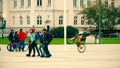 WARSAW, POLAND - SEPTEMBER 14, 2017. Polish teenagers walk on the street