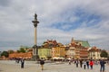 Warsaw, Poland - september 16, 2017: sunny day on the main square in Warsaw, view on colorful renewed buildings and tourists
