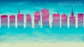 Warsaw Poland Silhouette City Skyline. Broken Glass Abstract Geometric Dynamic Textured. Banner Background. Colorful Shape Composi