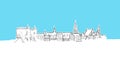 Warsaw, Poland Skyline Panorama Vector Sketch